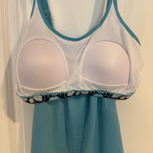 Blue Turquoise print two piece tankini bikini style swimsuit size medium - Picture 8 of 11